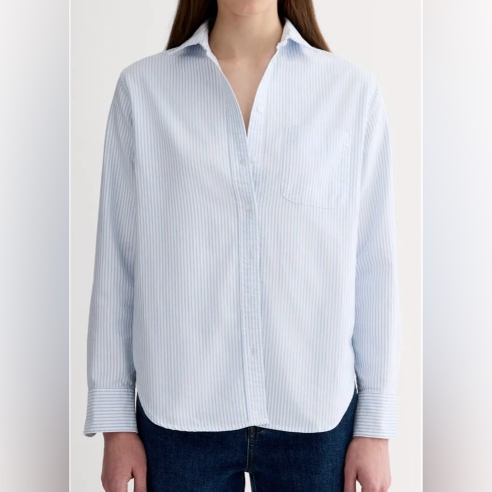 White and Blue Striped Casual Shirt